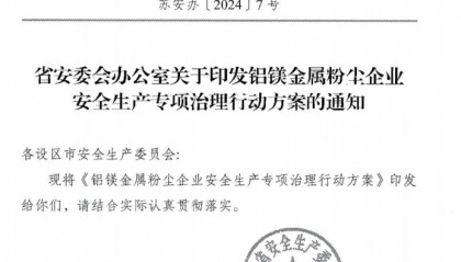 官方！关于铝镁金属粉尘企业安全专项治理方案