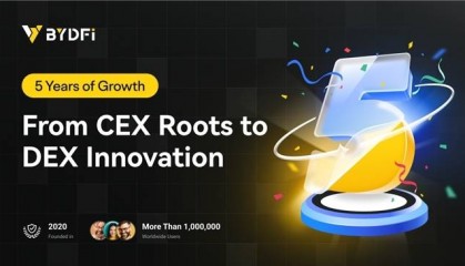 从CEX到DEX：BYDFi庆祝五周年非凡成长历程