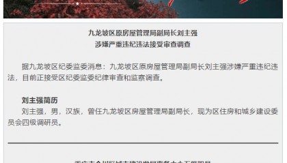 重庆市九龙坡区、合川区两名干部接受审查调查